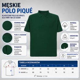 Polo męskie 210 g/m²- Ciemno Zielony