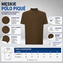 Polo męskie 210 g/m²- Khaki
