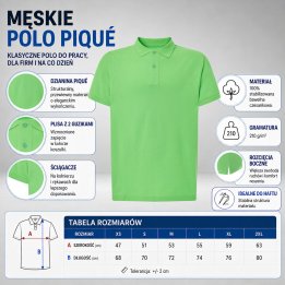 Polo męskie 210 g/m²- Lime