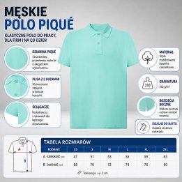Polo męskie 210 g/m²- Miętowy