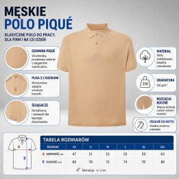 Polo męskie 210 g/m²- Piaskowy