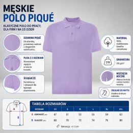 Polo męskie 210 g/m²- Lawendowy
