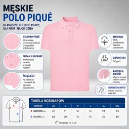 Polo męskie 210 g/m²-Różowy