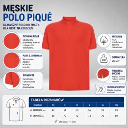 Polo męskie 210 g/m²-Ciepła czerwień
