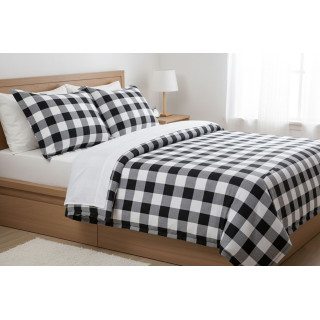 Pościel bawełniana biało czarna kratka inspiracja