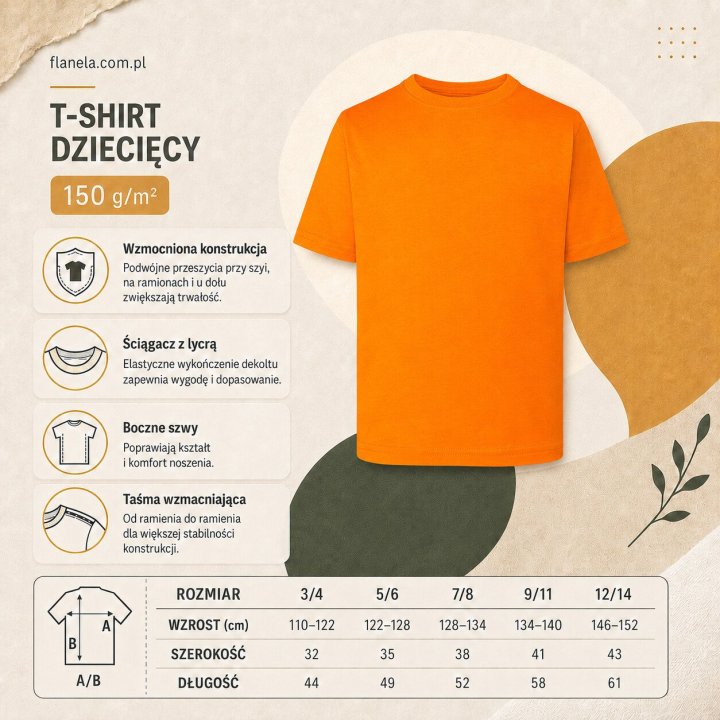 T-shirt Dziecięcy 150 g/m²- Pomarańczowy