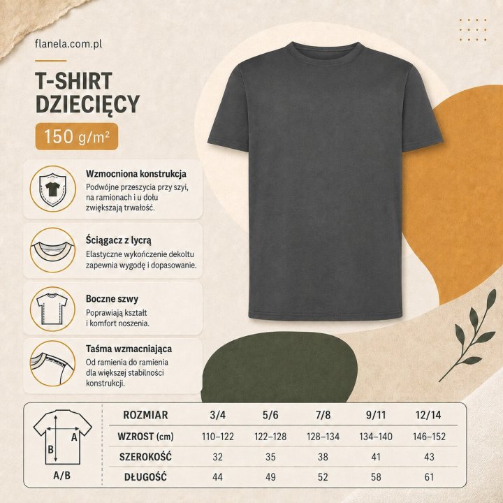 T-shirt Dziecięcy 150 g/m²- Grafit