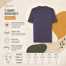 T-shirt Dziecięcy 150 g/m²- Fioletowy