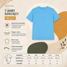 T-shirt Dziecięcy 150 g/m²- Lazurowy