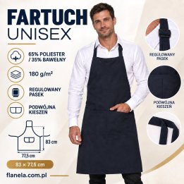 Fartuch gastronomiczny unisex 180 g/m² granatowy