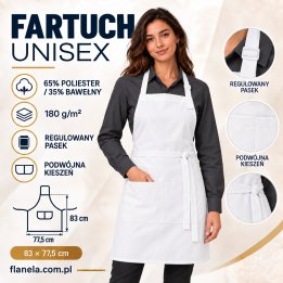 Fartuch gastronomiczny unisex biały 180 g/m²