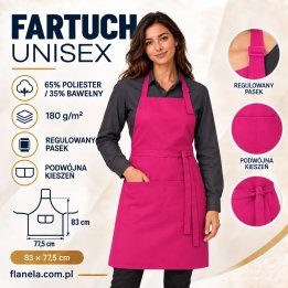 Różowy fartuch gastronomiczny unisex 180 g/m²
