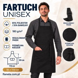 Fartuch gastronomiczny unisex 180 g/m² czarny