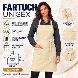 Fartuch gastronomiczny unisex 180 g/m² – ecru
