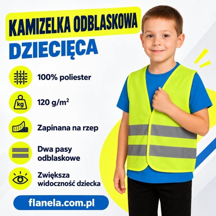 Kamizelka odblaskowa ostrzegawcza dziecięca żółta