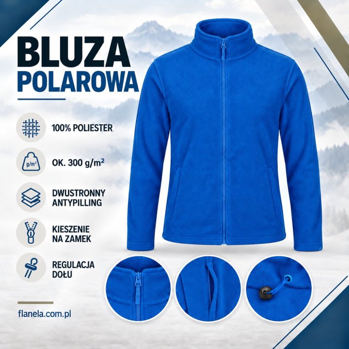 Bluza polarowa niebieska 300 g/m² antypilling