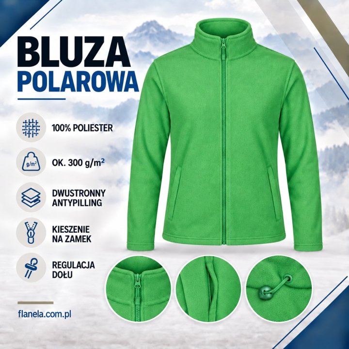 Bluza polarowa Kelly green 300 g/m² antypilling