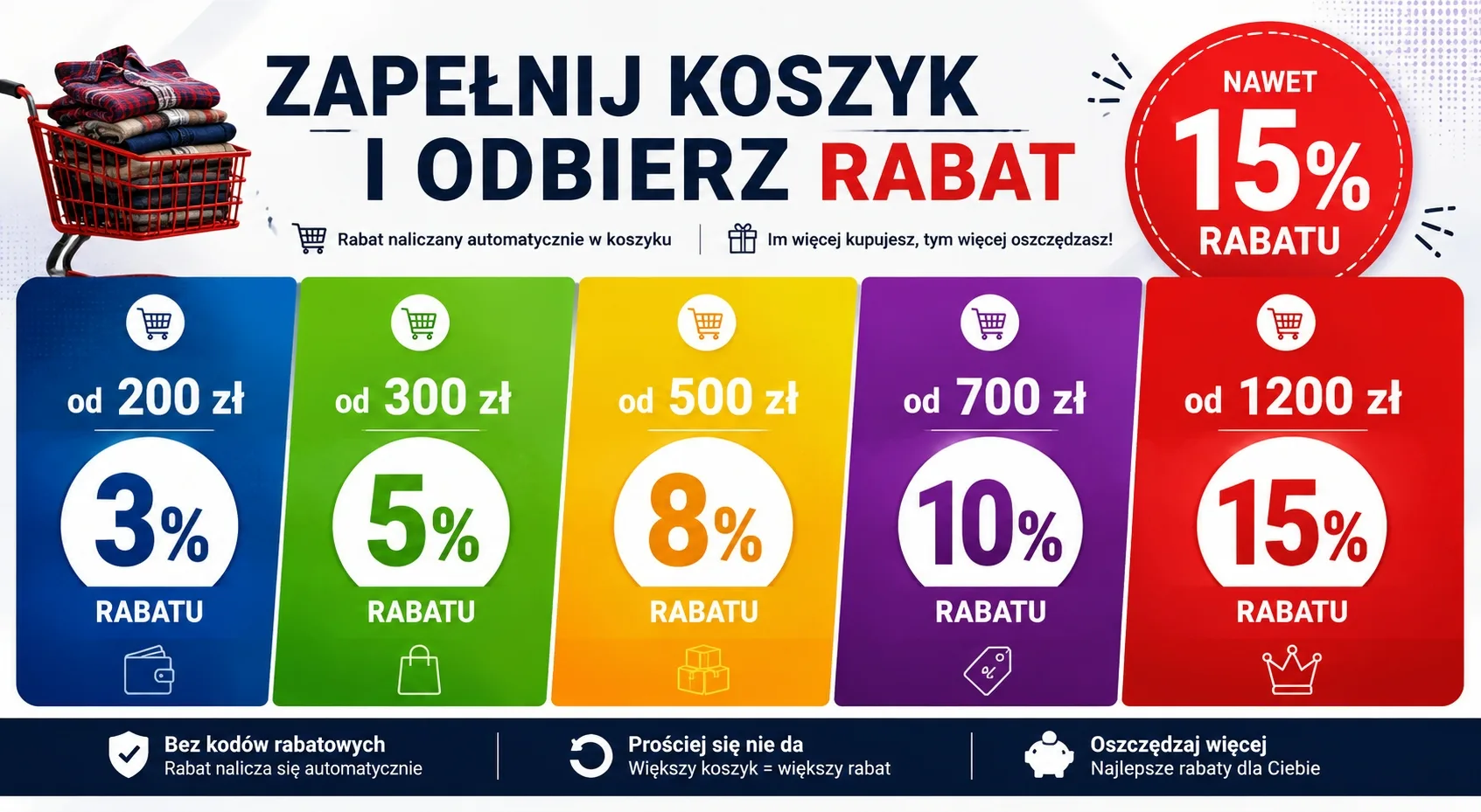 ZAPEŁNIJ KOSZYK I ODBIERZ RABAT Do 15% oszczędności • Rabat naliczany automatycznie.